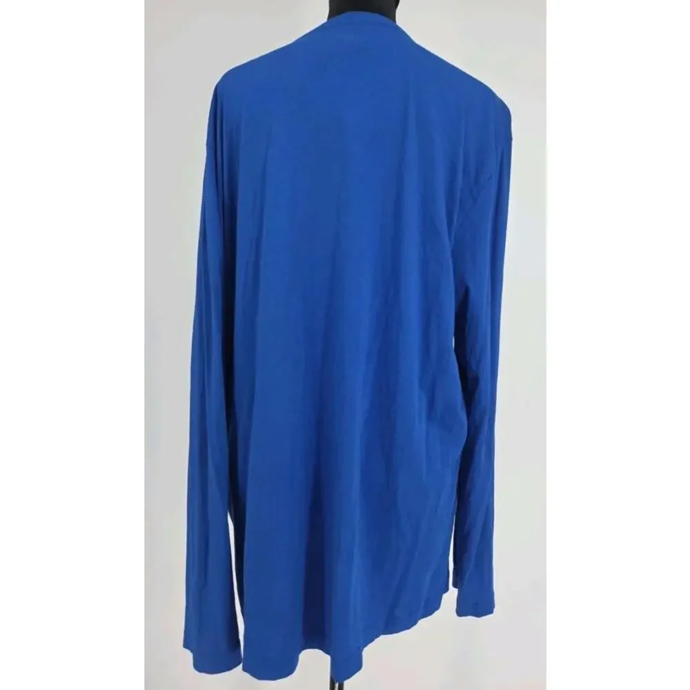 Lacoste Men's Pima Cotton T-Shirt XXL Blue Regular Fit V-Neck Long Sleeve - Picture 3 of 4